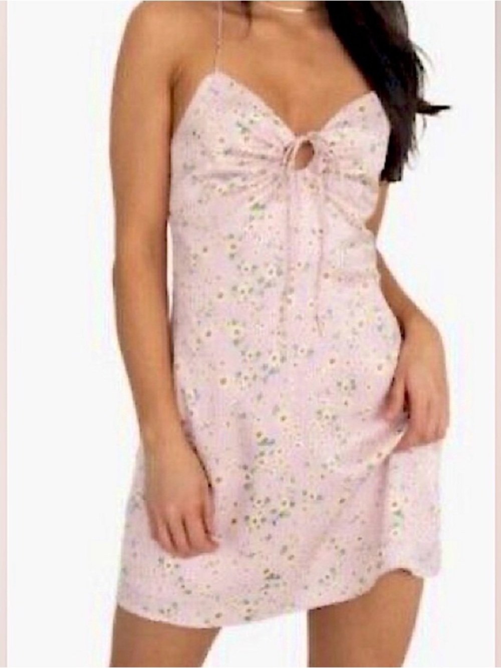 Kittenish Pink Floral Slip Dress with Spaghetti Straps